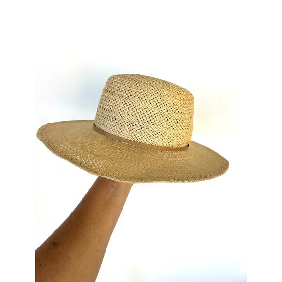 Janessa Leone Hart Straw Fedora Small Jute Packable Summer Sun Tan Neutral main image 9